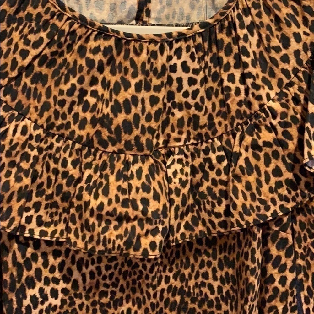 NWT TOPSHOP leopard print poplin top. Ruff…​​​​​​​​​​​​​​​​​​​​​​ - Picture 5 of 8